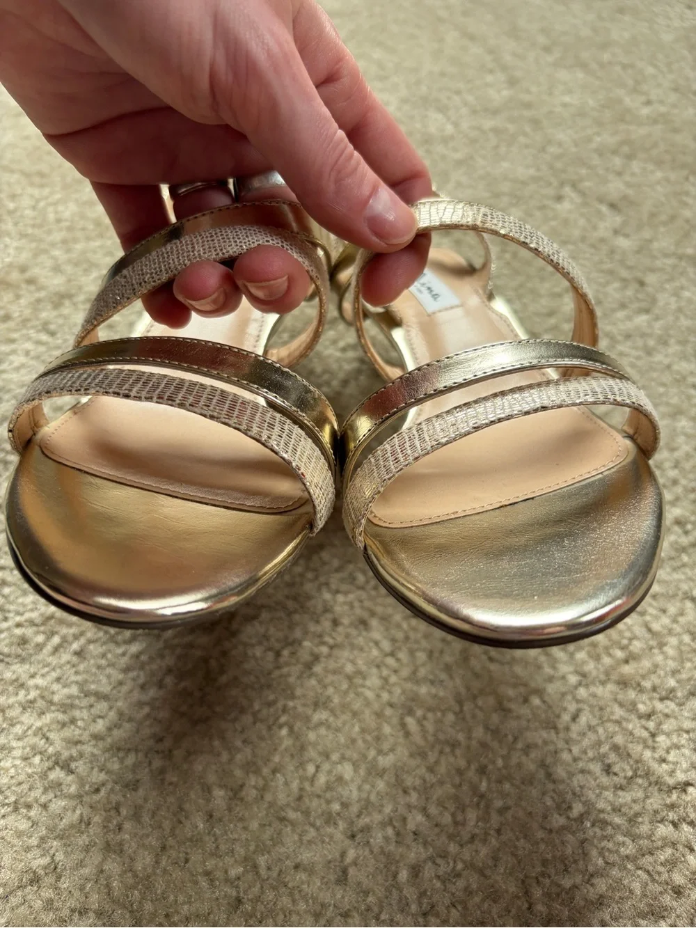 Nina Gd Metallic Strappy Slingback Kitten Heels